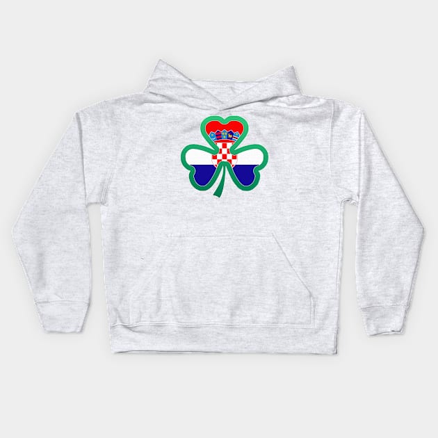 Croatian Flag for st patricks day, Irish Shamrock Kids Hoodie by Myteeshirts